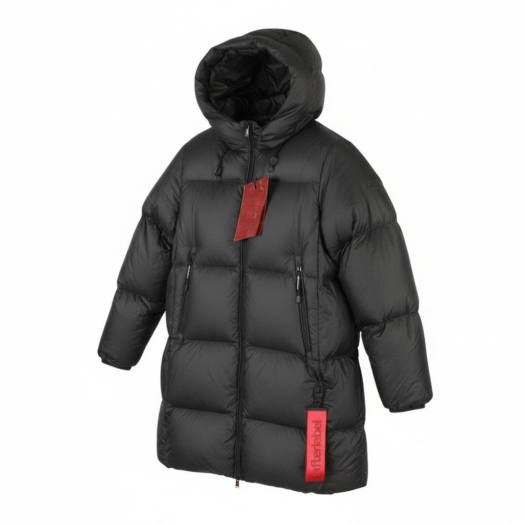 AFTER LABEL Ruby Women Jacket S Black Quilted Hooded Down Puffer RRP540