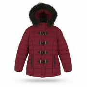 SUPERDRY Microfibre Tall Toggle Parka Women Jacket EU40 Burgundy Quilted Hood
