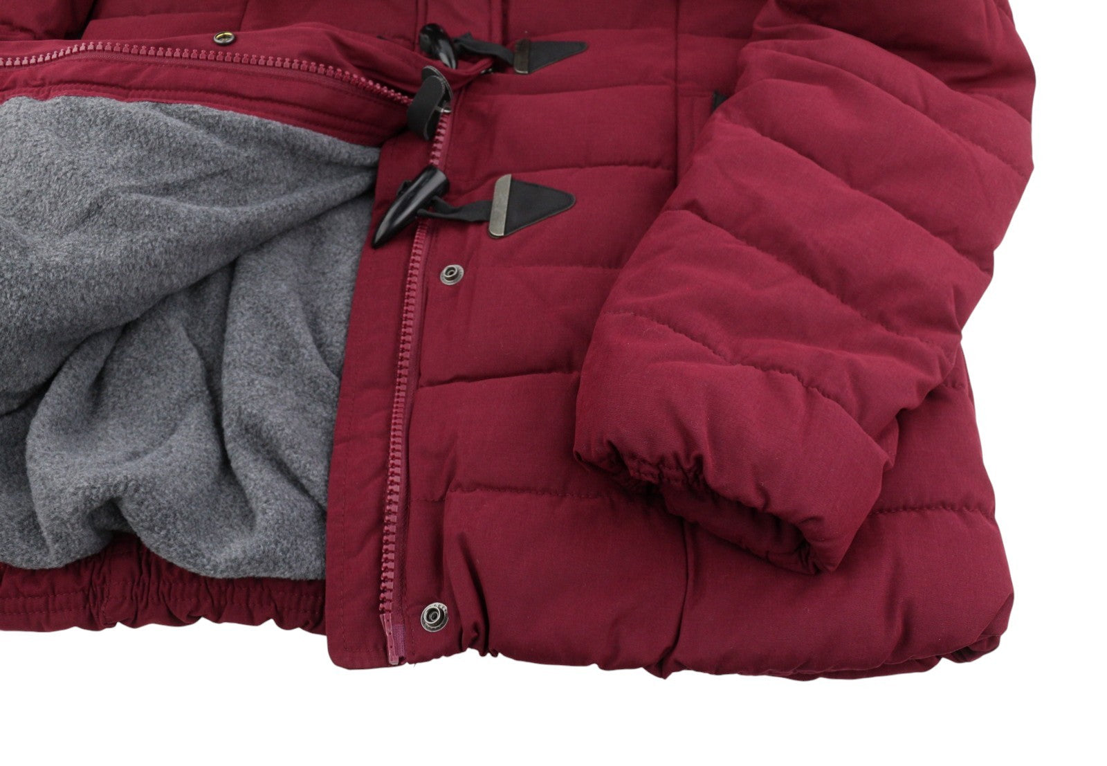 SUPERDRY Microfibre Tall Toggle Parka Women Jacket EU40 Burgundy Quilted Hood