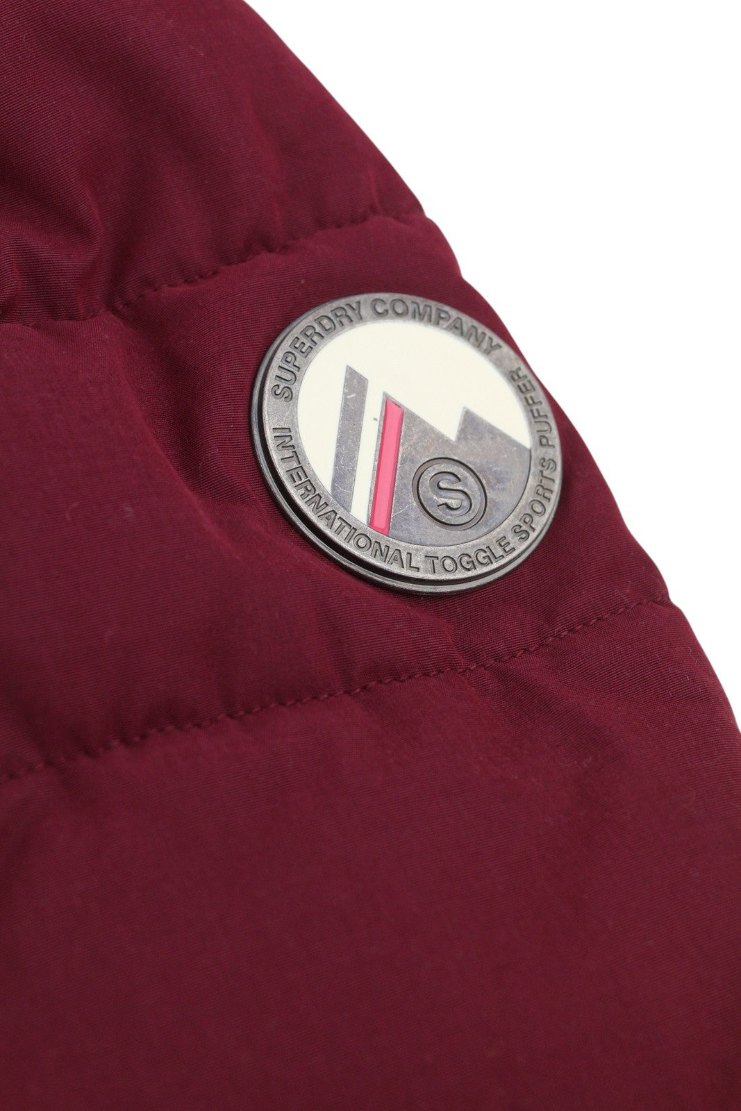 SUPERDRY Microfibre Tall Toggle Parka Women Jacket EU40 Burgundy Quilted Hood