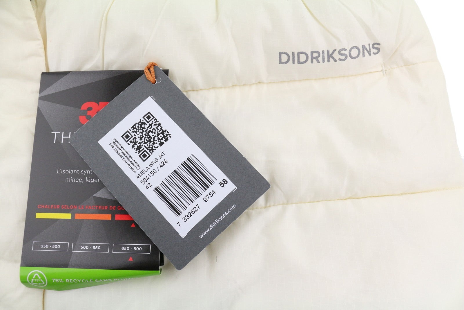 DIDRIKSONS Amela Women Jacket EU42 Ivory 3M Thinsulate Water Repel Padded