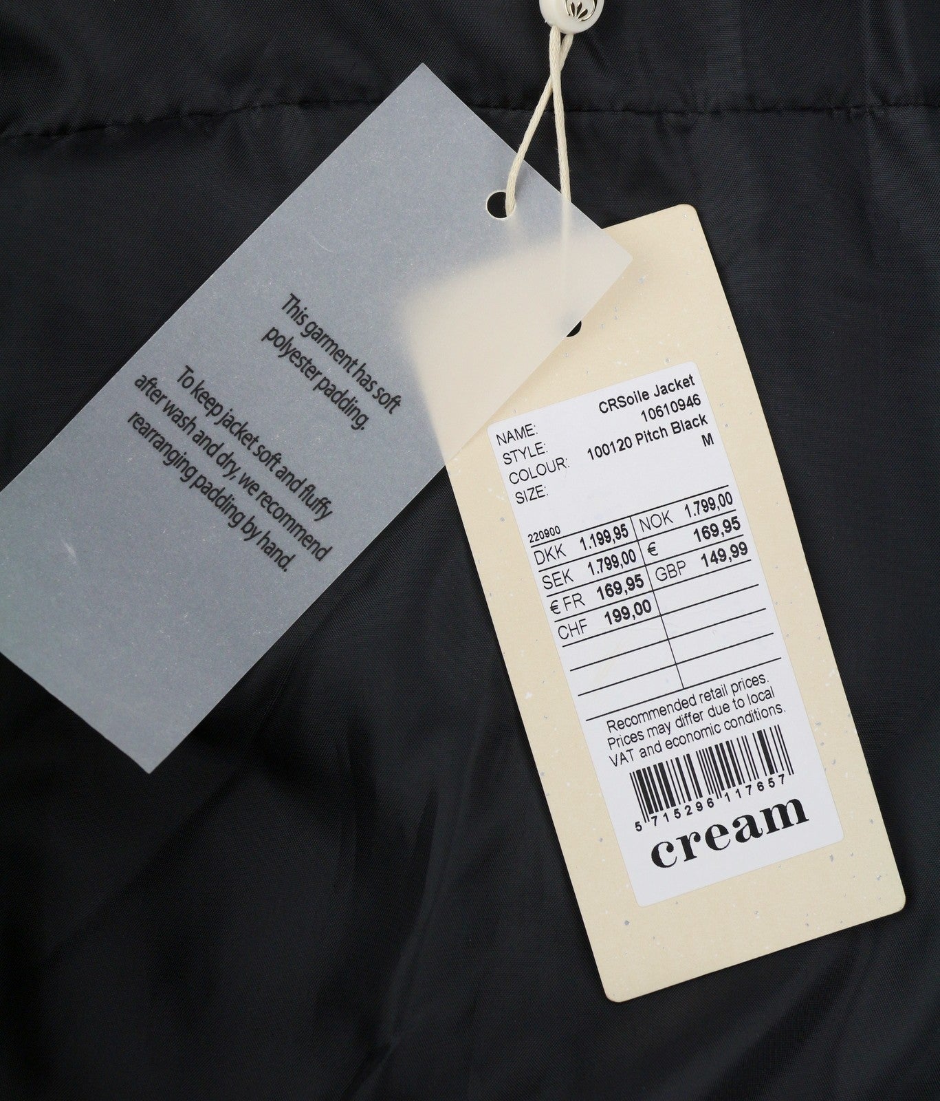 CREAM Soile Women Jacket M Black Quilted Padded Oversize Waist Draw RRP169