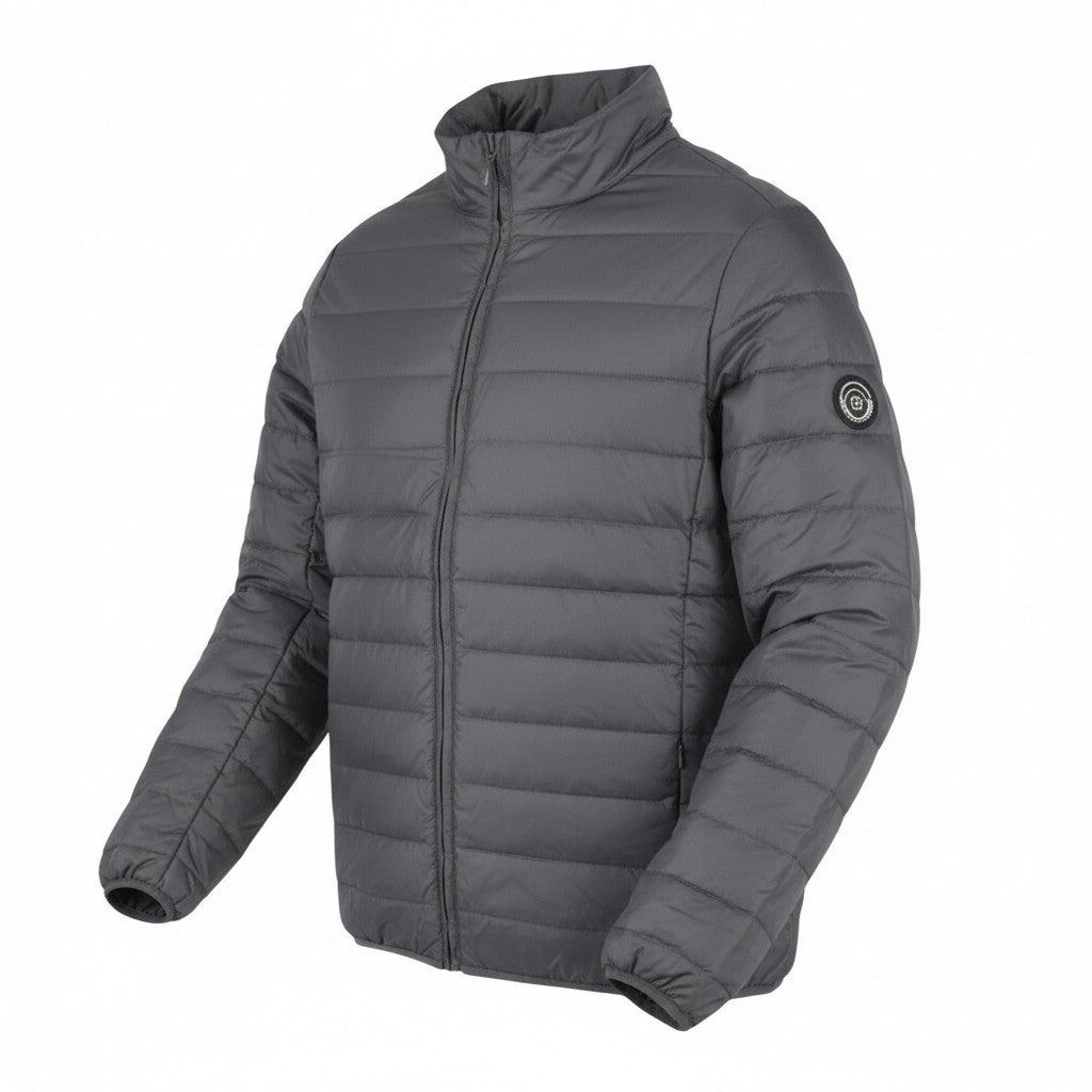 TED LAPIDUS Men Jacket S Grey Quilted Down High Neck Zip Puffer