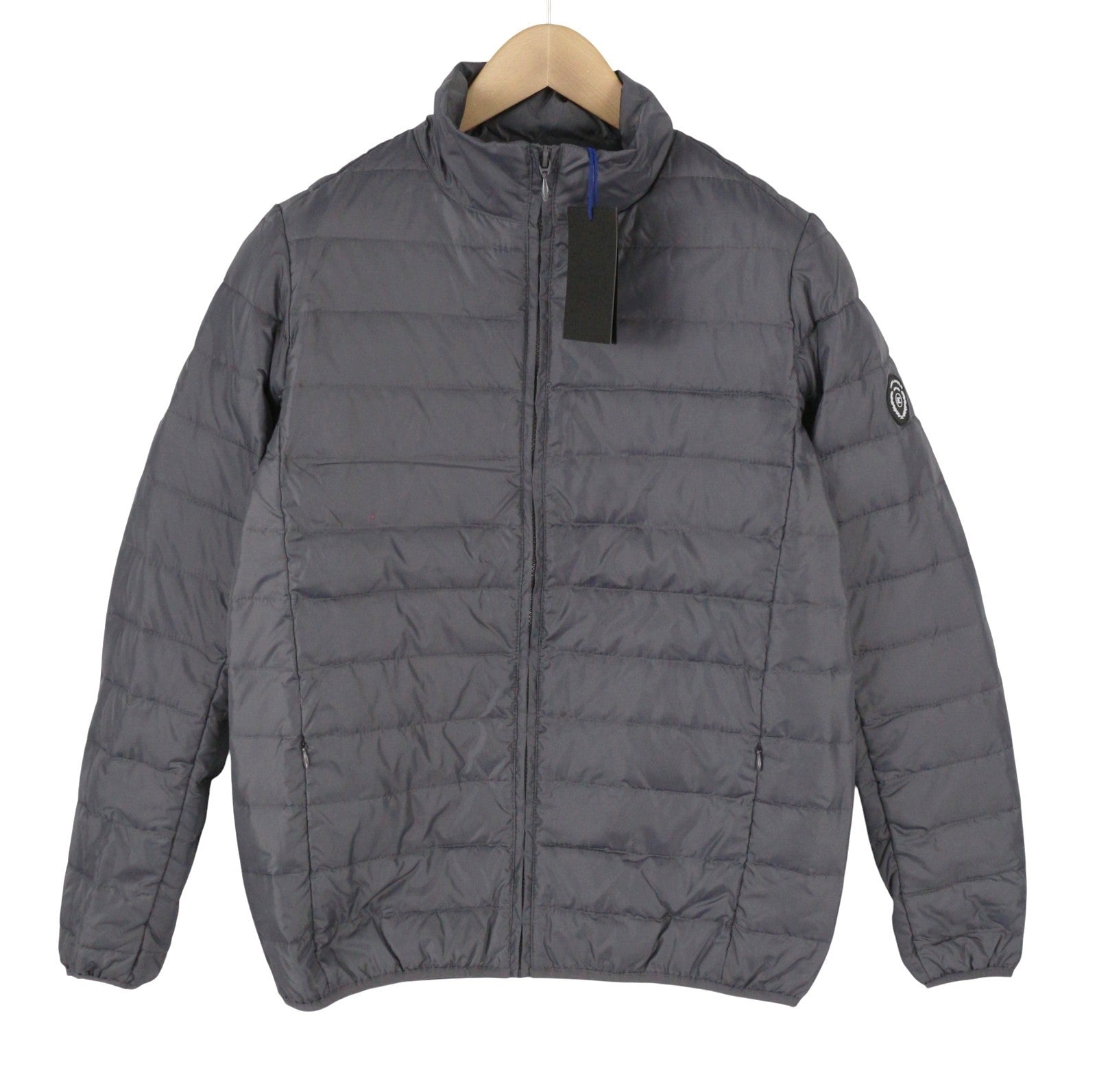 TED LAPIDUS Men Jacket S Grey Quilted Down High Neck Zip Puffer