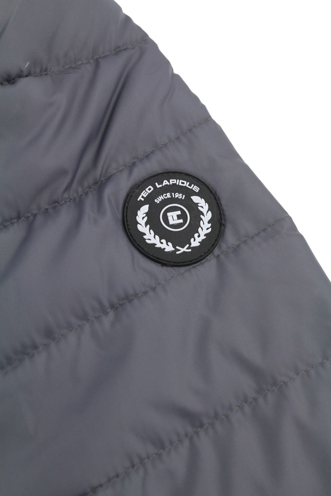 TED LAPIDUS Men Jacket S Grey Quilted Down High Neck Zip Puffer