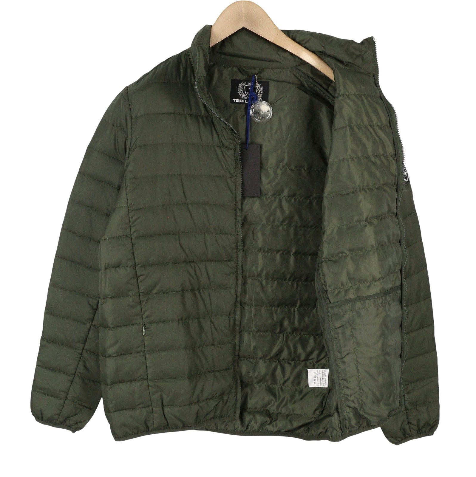 TED LAPIDUS Men Jacket L Green Quilted Down High Neck Zip Puffer