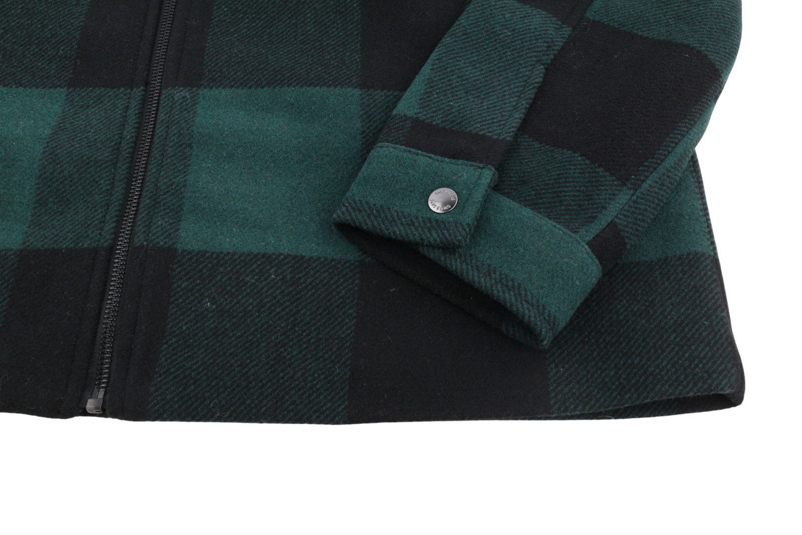 ONLY & SONS Ron Check Men Jacket XL Green Wool Blend Sherpa Neck Removable