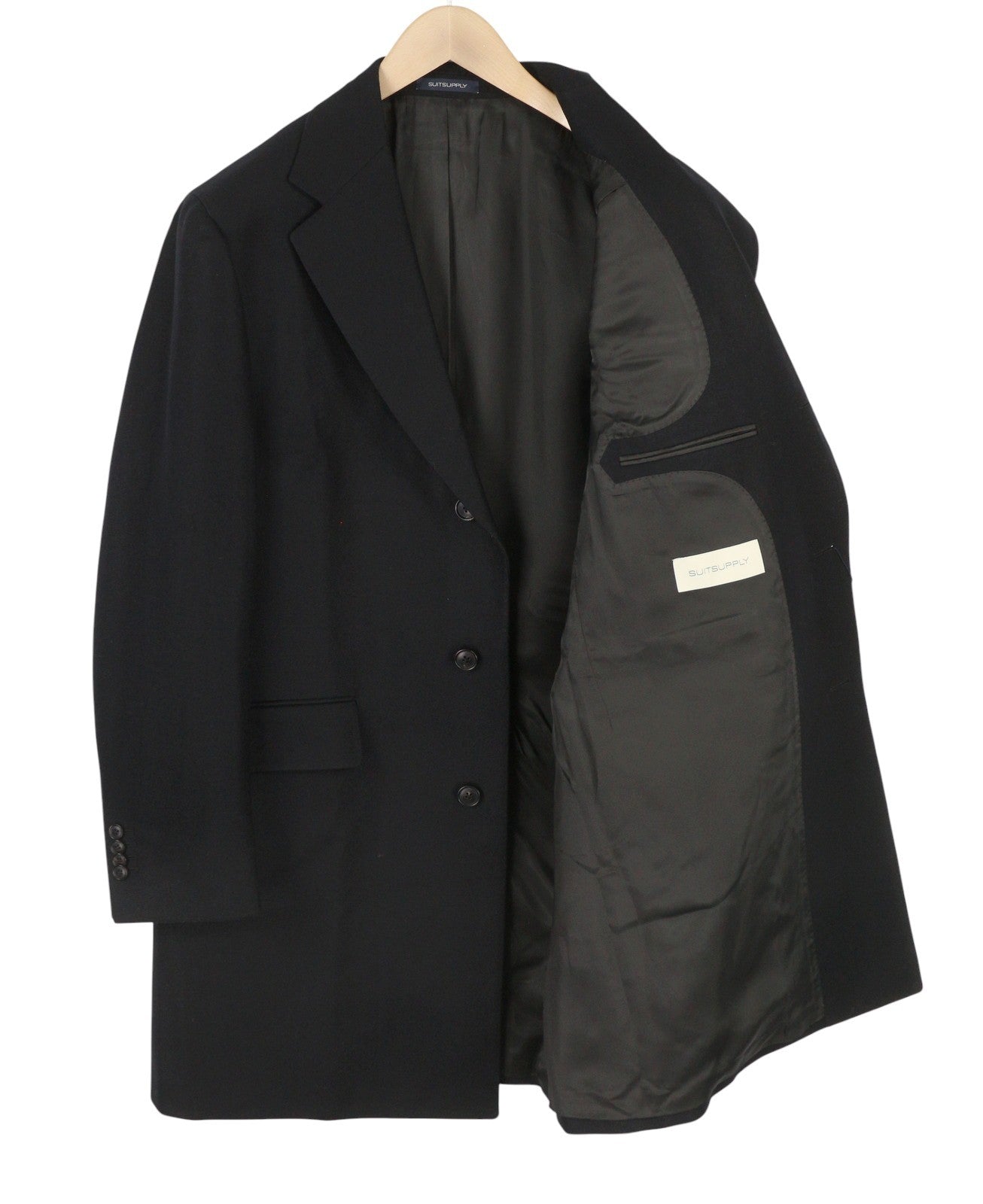 SUITSUPPLY Vicenza Men Coat UK46S Dark Blue Wool Cashmere Button-Up Notch