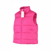 YAS Roberta Padded Women Waistcoat S Pink Quilted High Neck Zip Vest