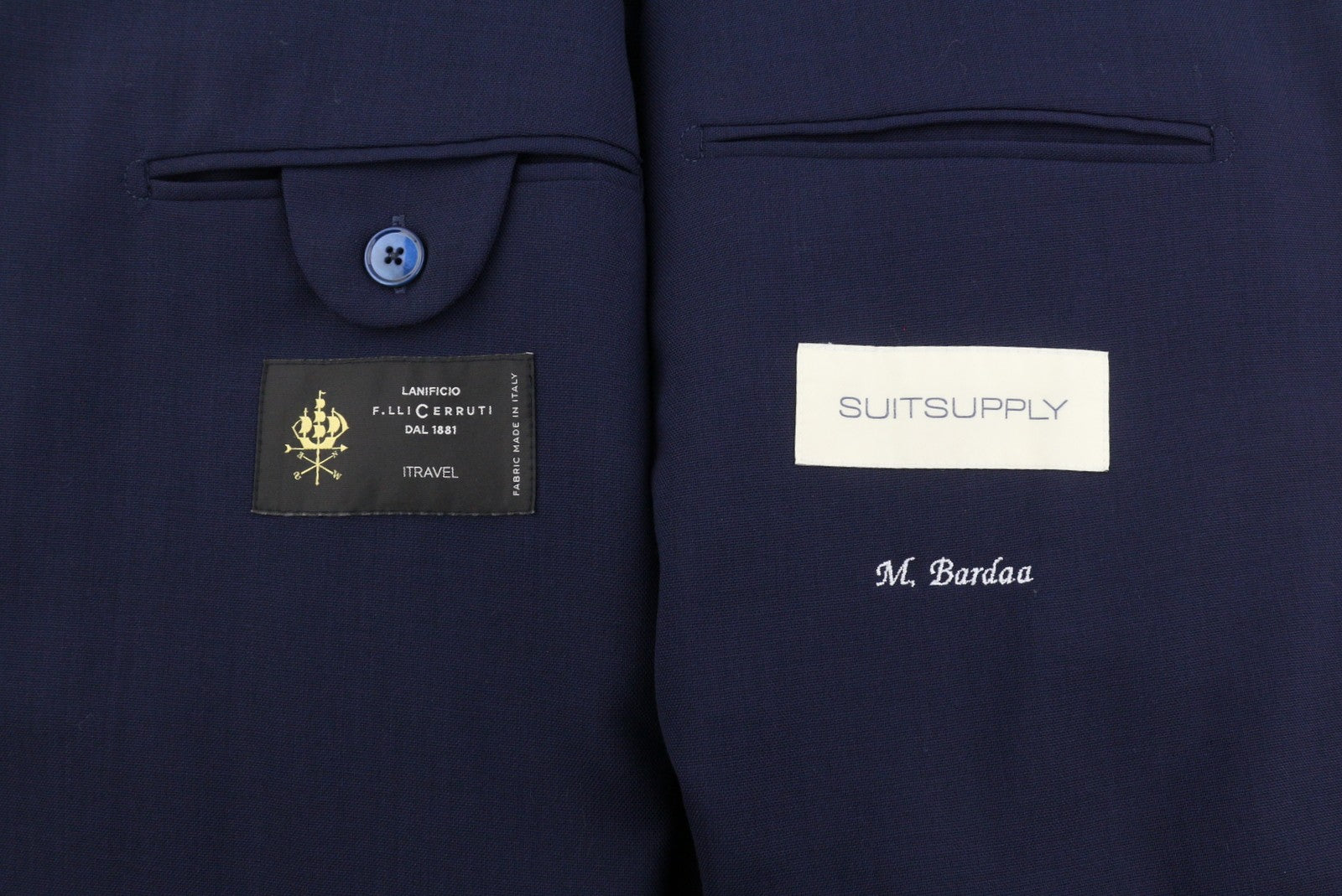 SUITSUPPLY La Spalla Soho Men Suit UK44R / W36 Blue Wool 2Pc Notch Lapel