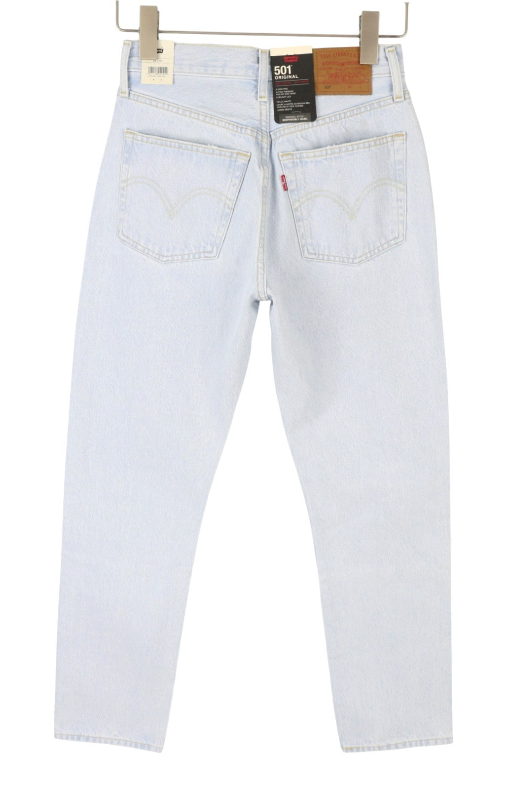 LEVI'S 501 Women Jeans W25/L30 Light Blue Straight Fit Premium Big E