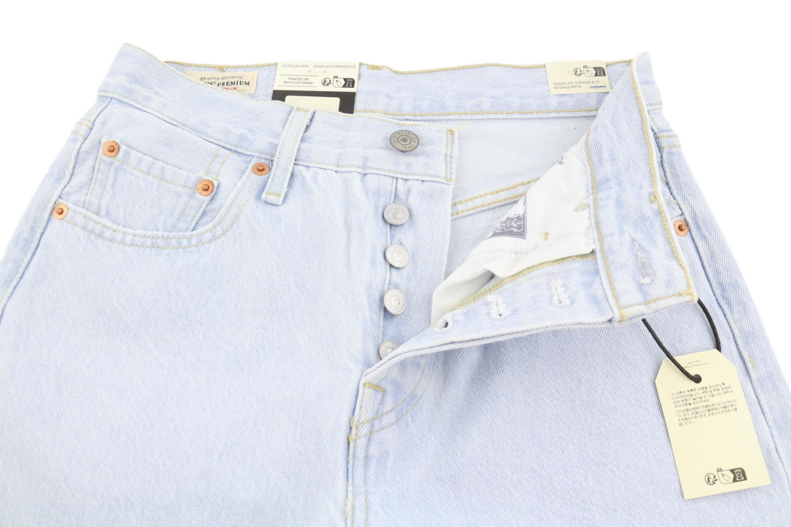 LEVI'S 501 Women Jeans W25/L30 Light Blue Straight Fit Premium Big E