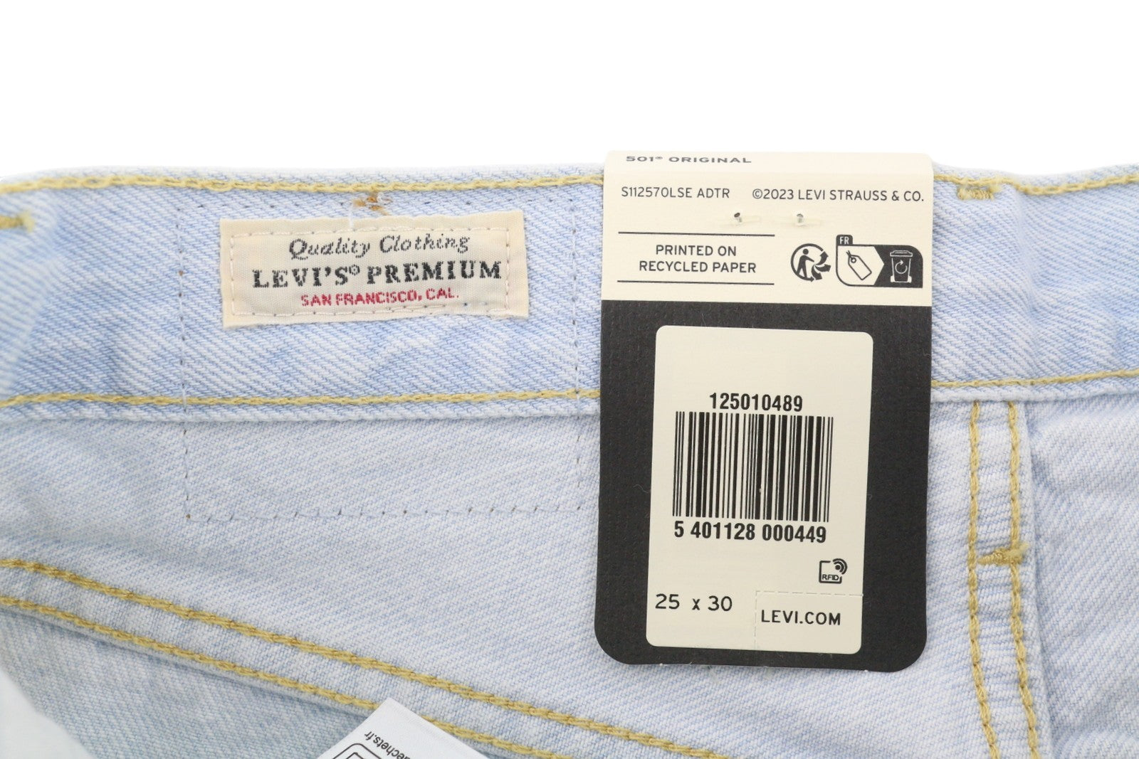 LEVI'S 501 Women Jeans W25/L30 Light Blue Straight Fit Premium Big E