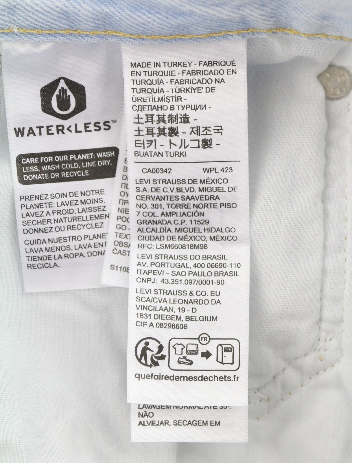 LEVI'S 501 Women Jeans W25/L30 Light Blue Straight Fit Premium Big E