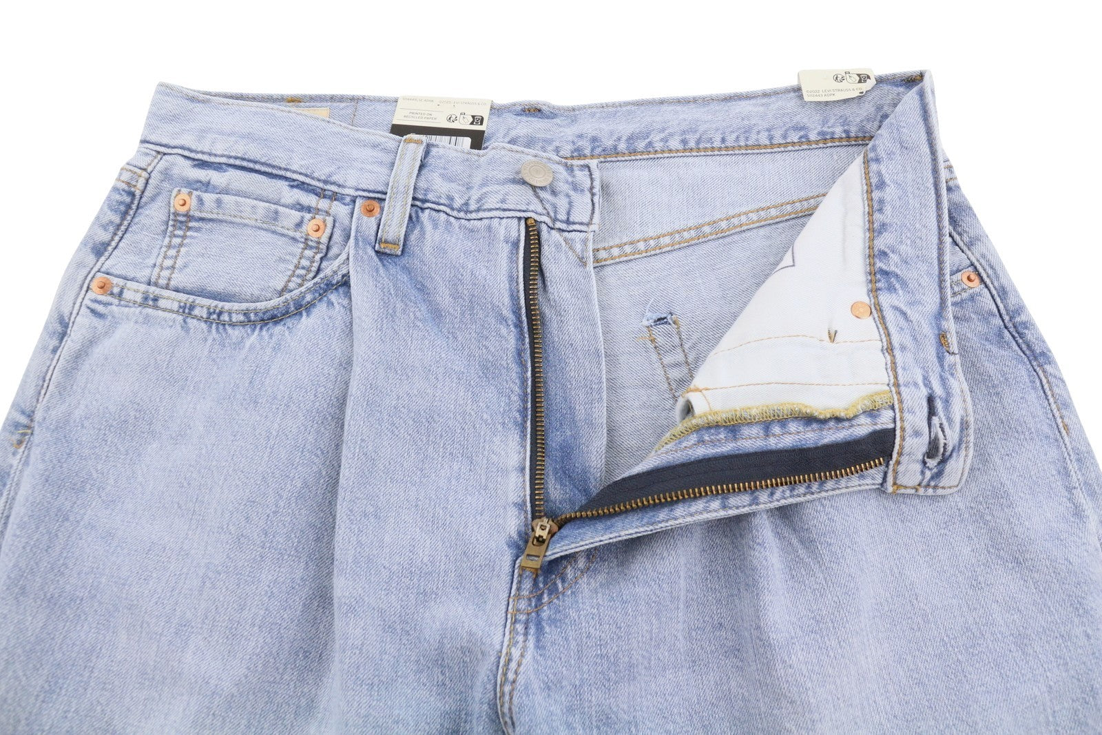 LEVI'S 568 Men Jeans W32 Blue Whiskers Faded Pleated Cropped Loose Linen Blend