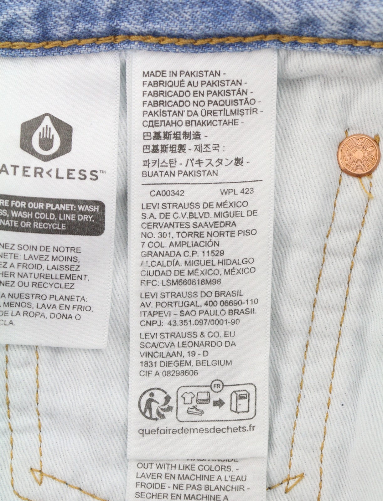 LEVI'S 568 Men Jeans W32 Blue Whiskers Faded Pleated Cropped Loose Linen Blend