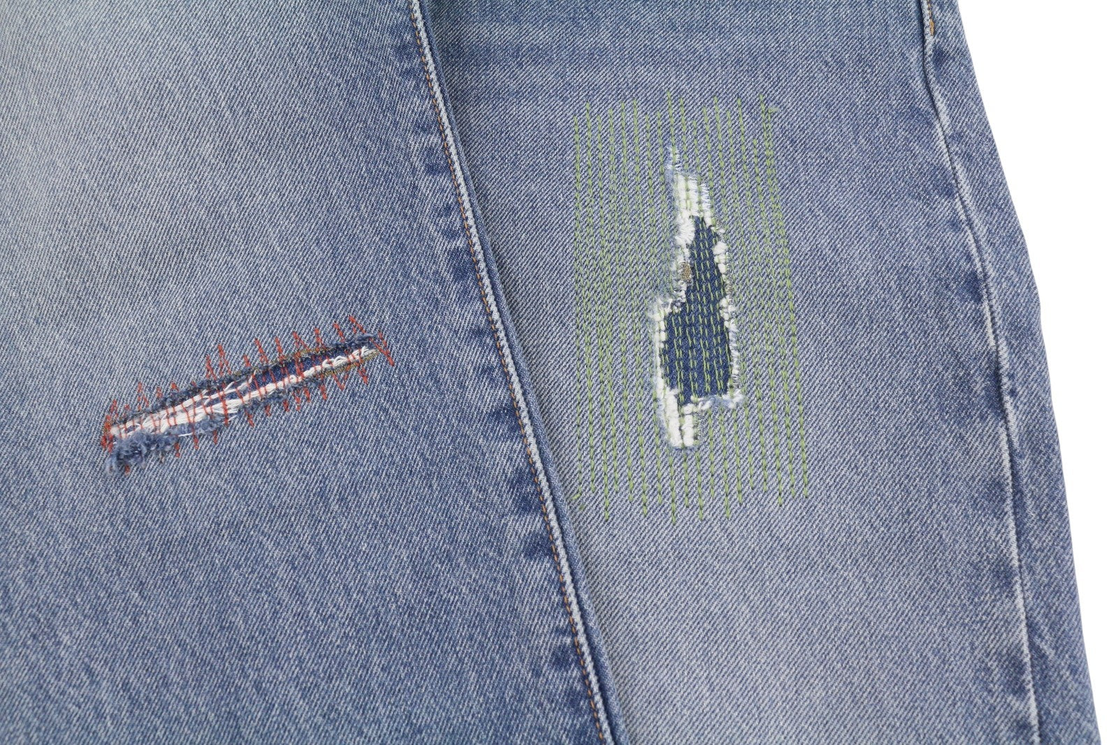 LEVI'S 501 Men Jeans W29/L30 Blue Whiskers Faded Ripped Straight Fit Big E
