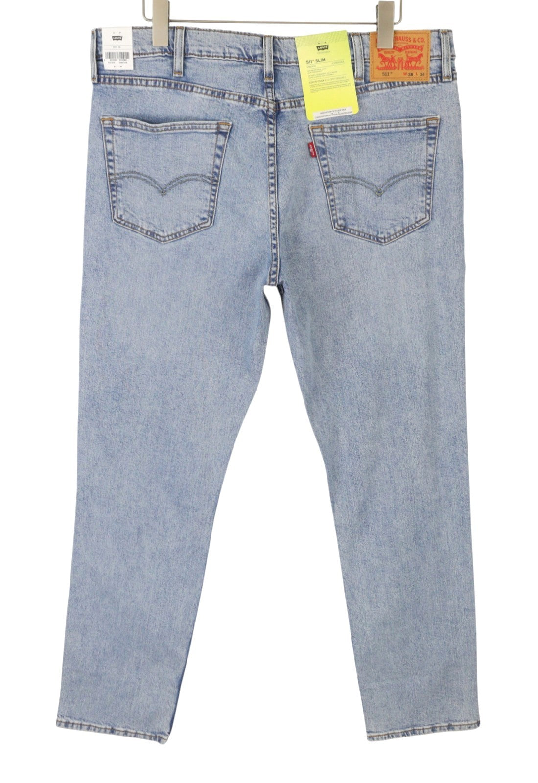 LEVI'S 511 Slim Men Jeans W38/L34 Blue Whiskers Faded Stretch Extensible Flex