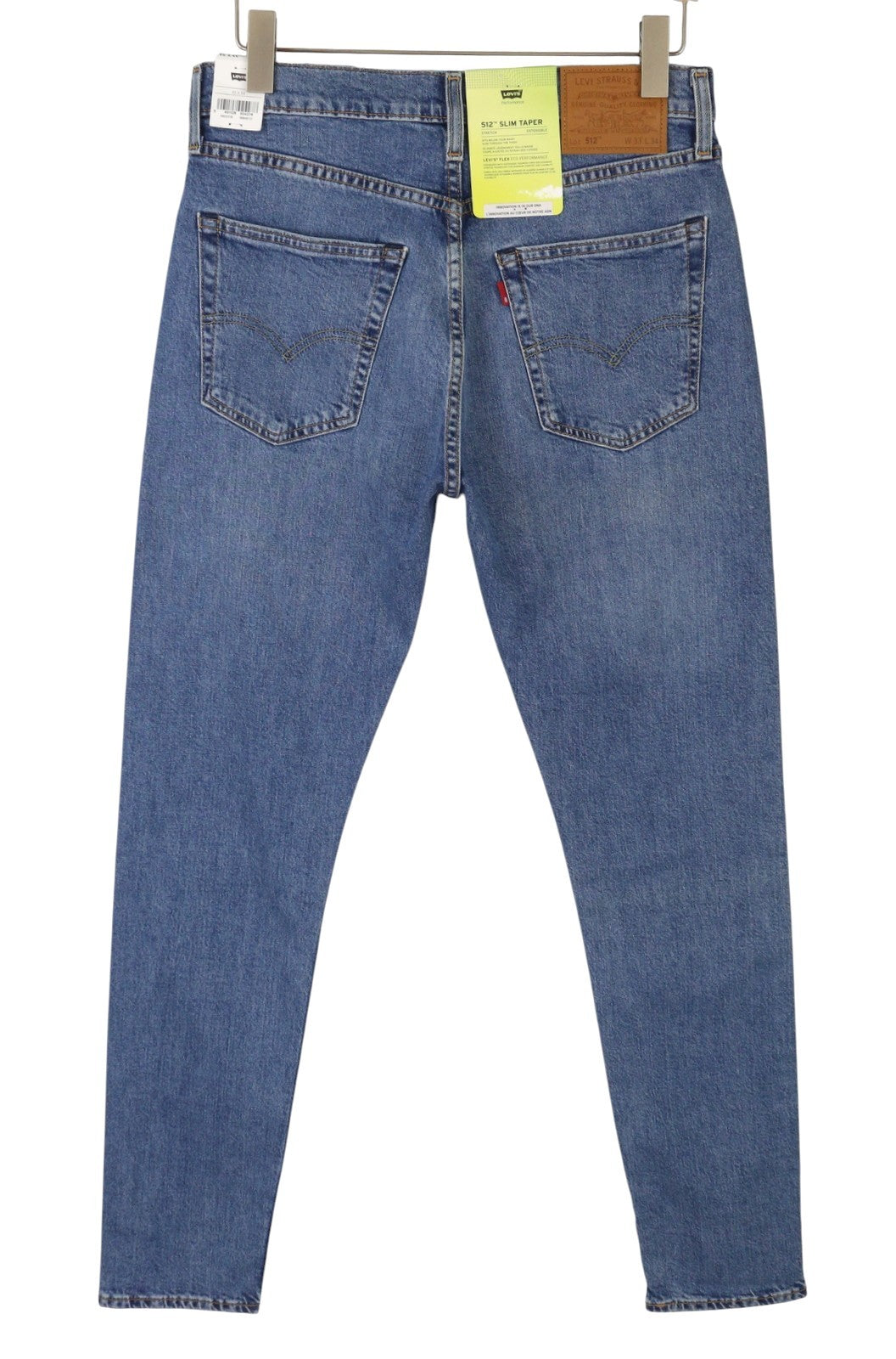 LEVI'S 512 Slim Taper Men Jeans W33/L34 Blue Whiskers Faded Stretch Flex