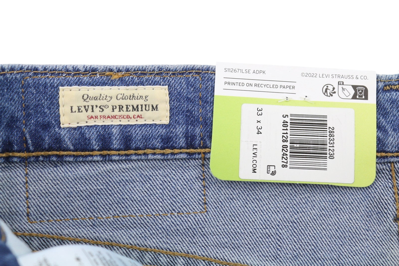 LEVI'S 512 Slim Taper Men Jeans W33/L34 Blue Whiskers Faded Stretch Flex