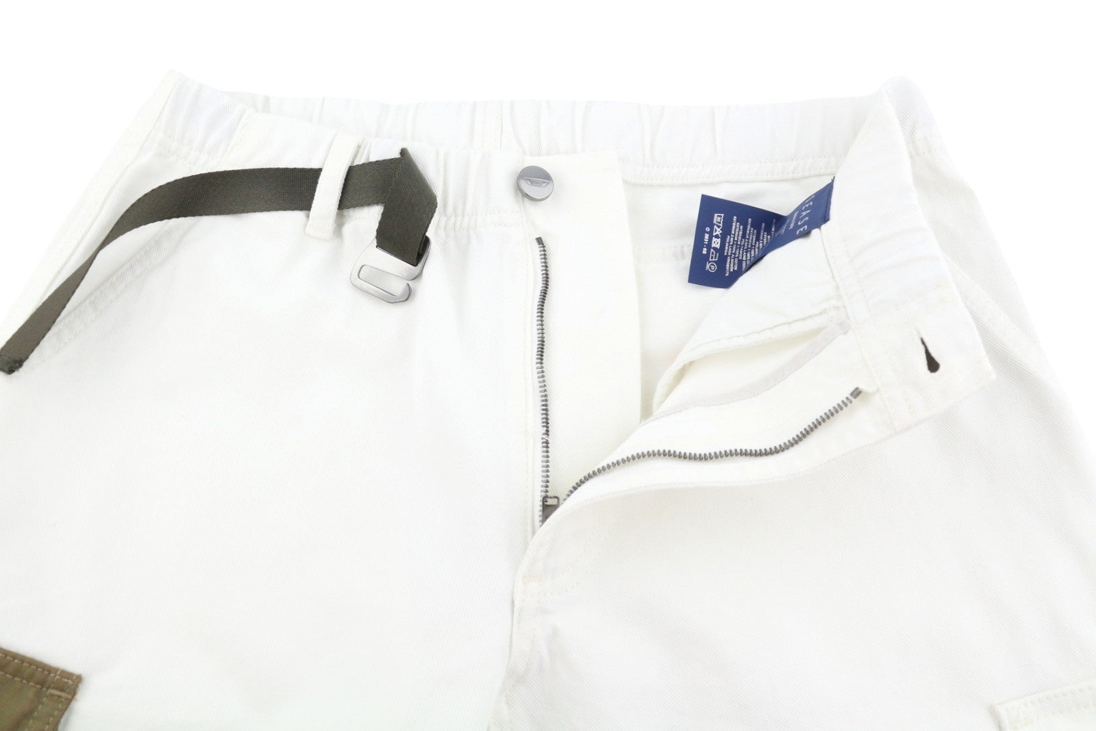 SEASE AM08 Cargo Belt Men Jeans W30 White Elastic Waist Loose RRP680