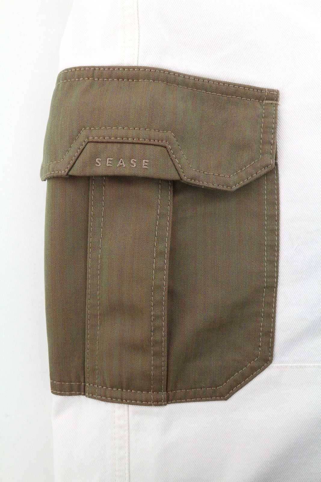 SEASE AM08 Cargo Belt Men Jeans W30 White Elastic Waist Loose RRP680