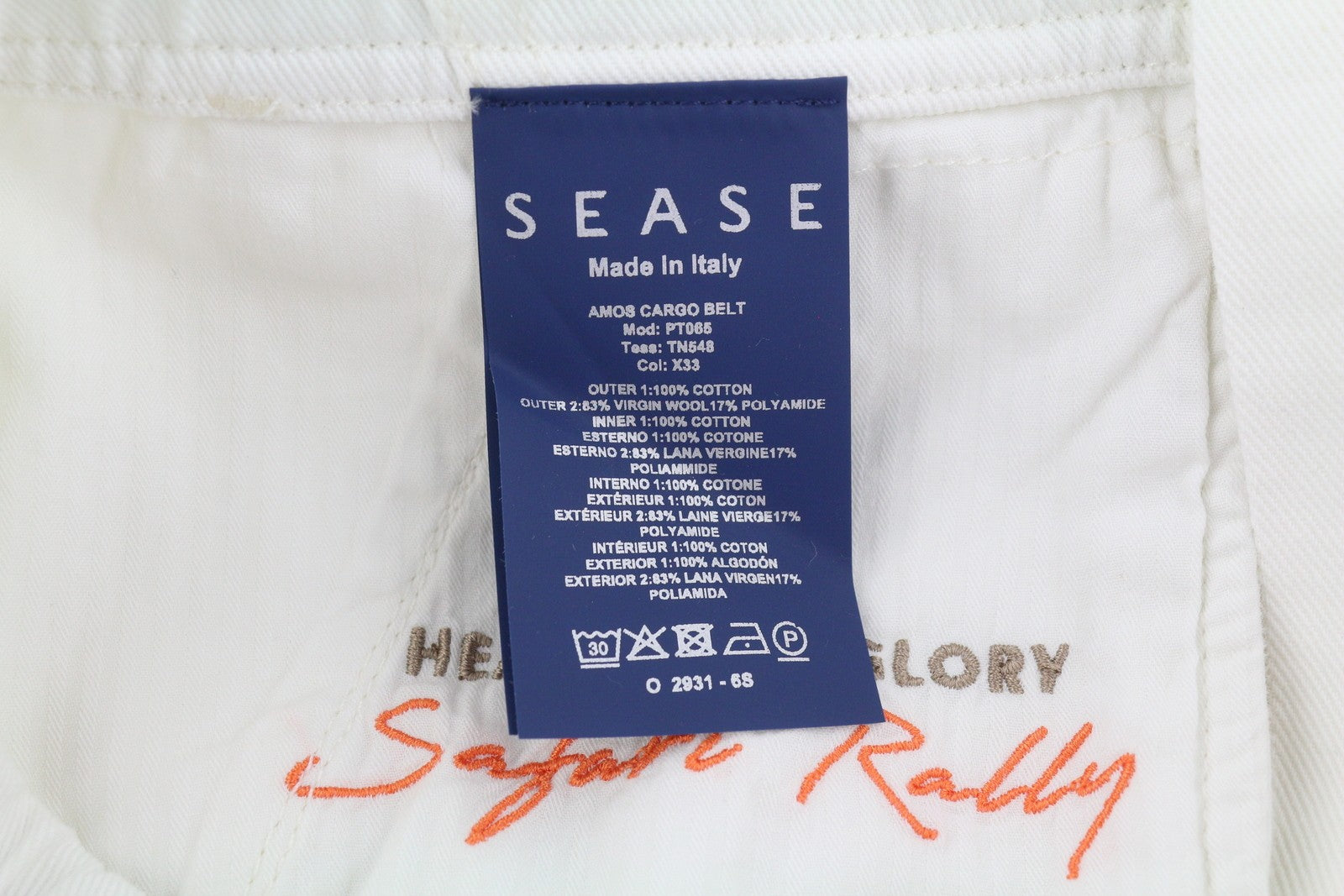 SEASE AM08 Cargo Belt Men Jeans W30 White Elastic Waist Loose RRP680