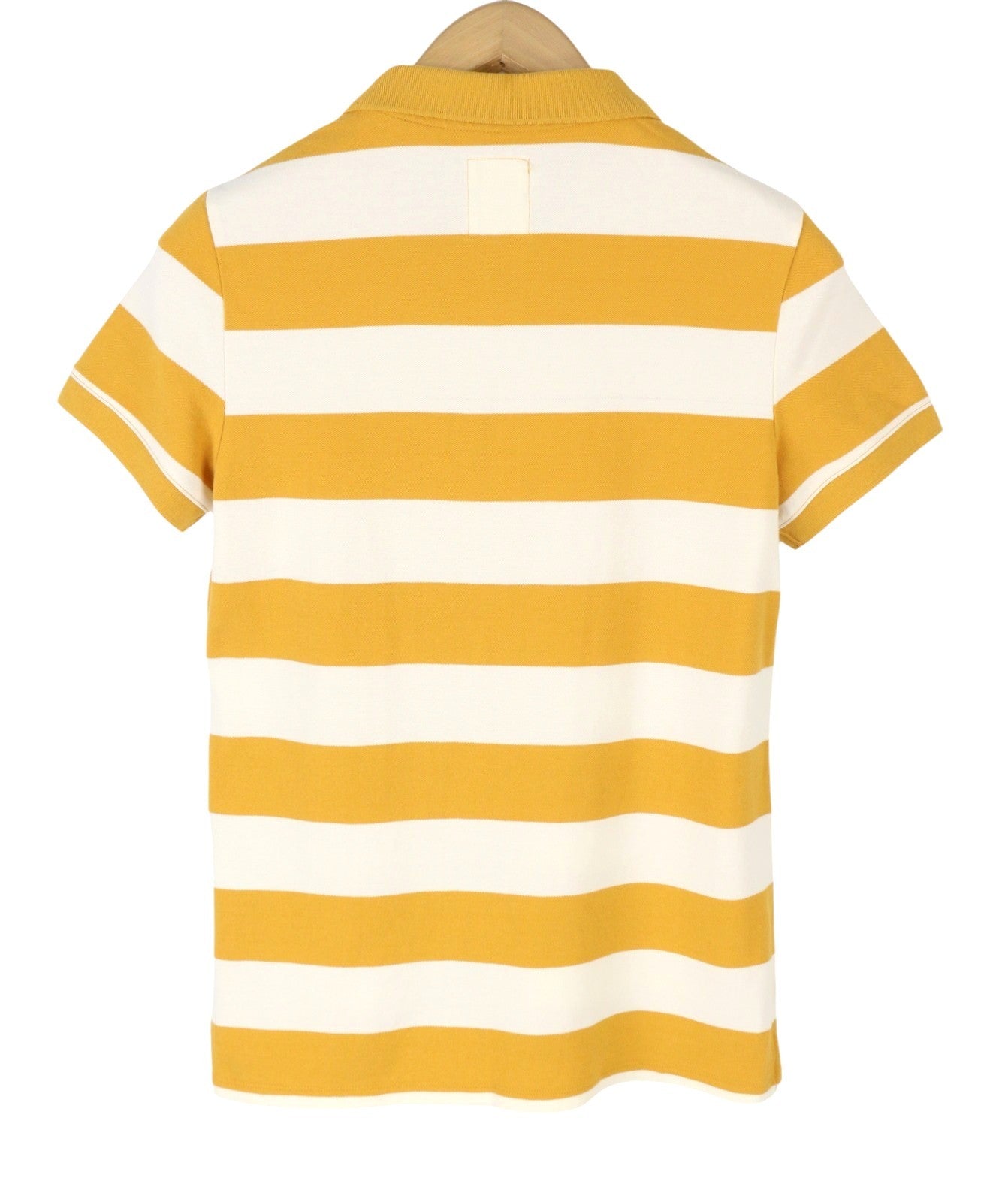 AMERICAN EAGLE OUTFITTERS Women T-Shirt M Mustard Striped Polo Short Sleeve