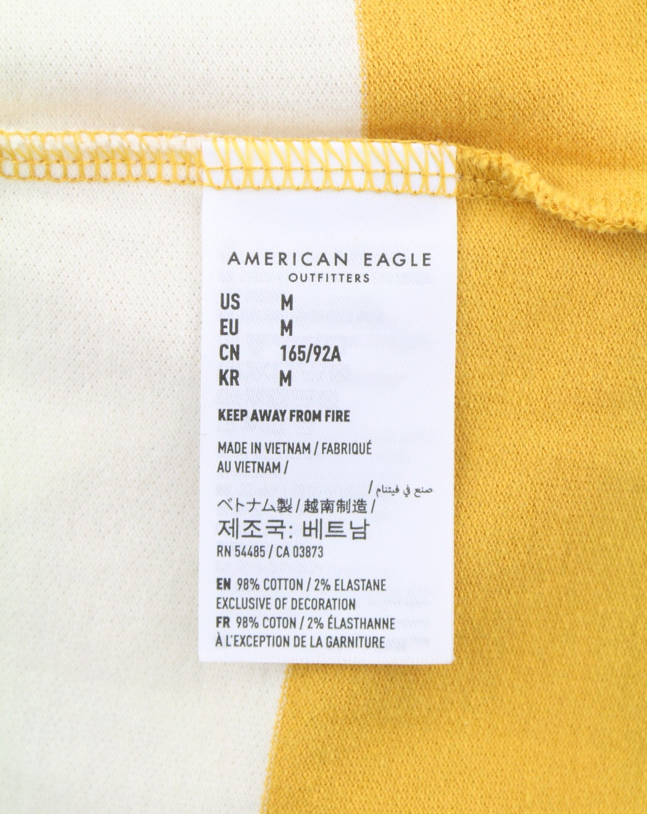 AMERICAN EAGLE OUTFITTERS Women T-Shirt M Mustard Striped Polo Short Sleeve
