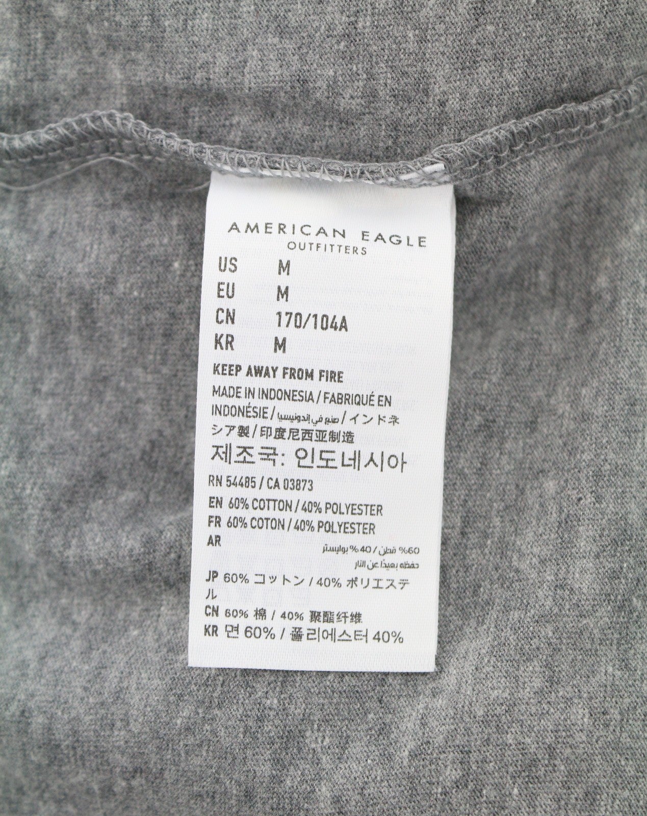 AMERICAN EAGLE OUTFITTERS Men T-Shirt M Grey Melange Classic Fit Short Sleeve