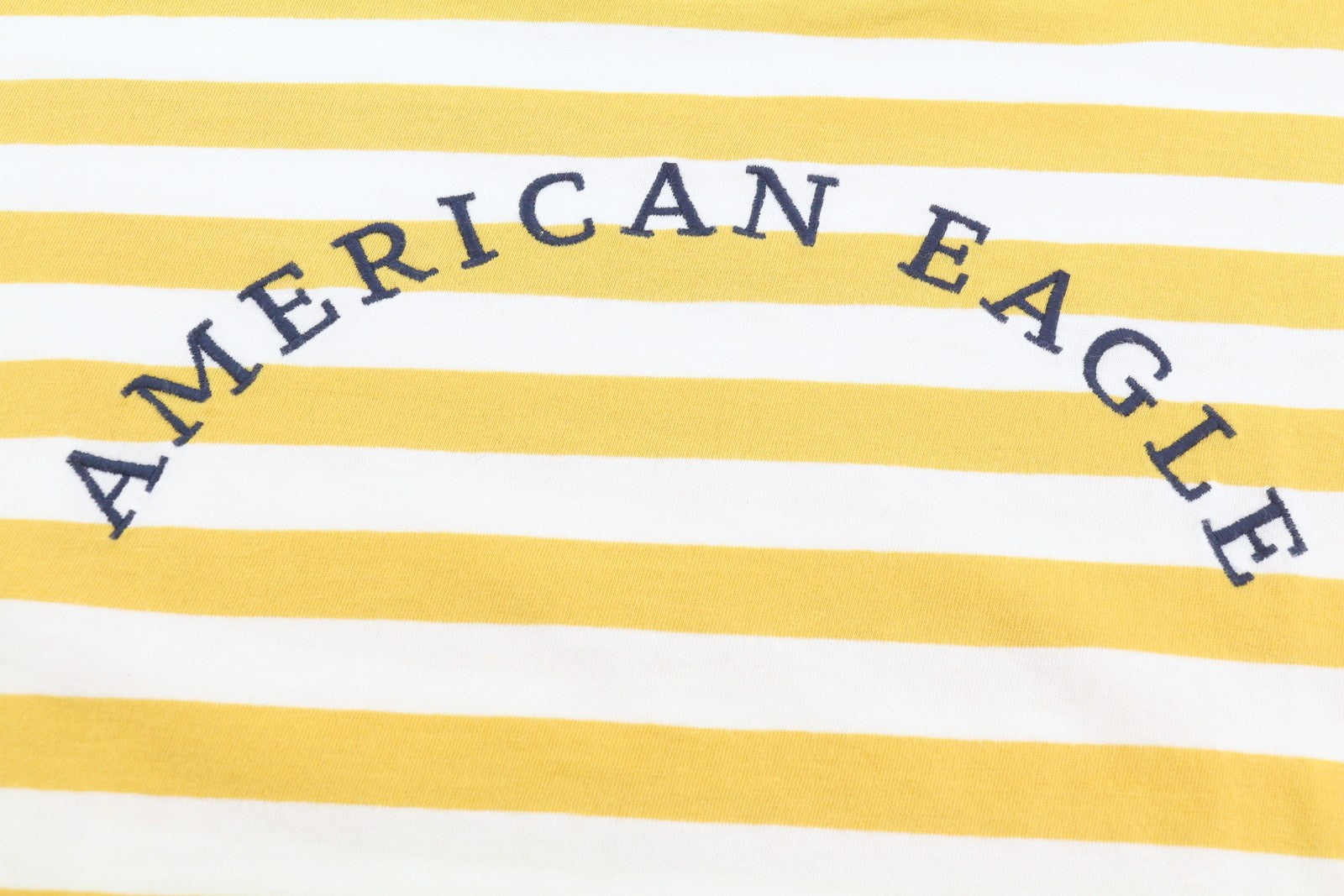AMERICAN EAGLE OUTFITTERS Women T-Shirt XS Mustard Striped Cotton Short Sleeve