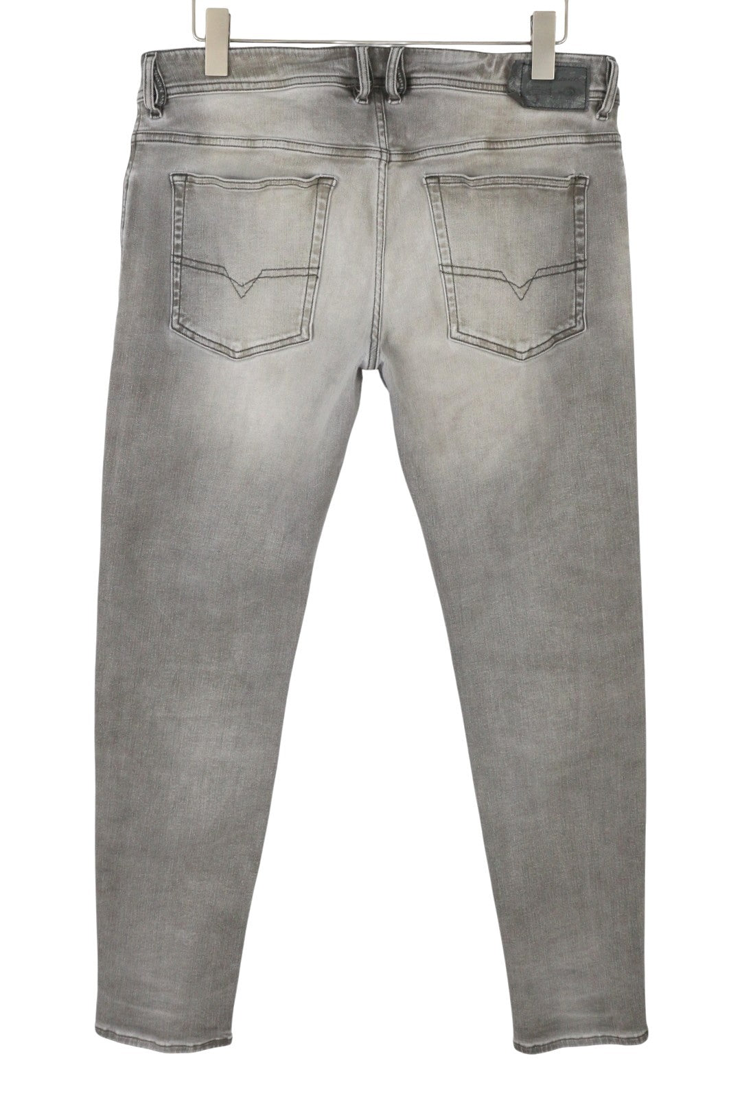 DIESEL Troxer R7Q60 Men Jeans W38/L32 Grey Whiskers Faded Slim Skinny Stretch