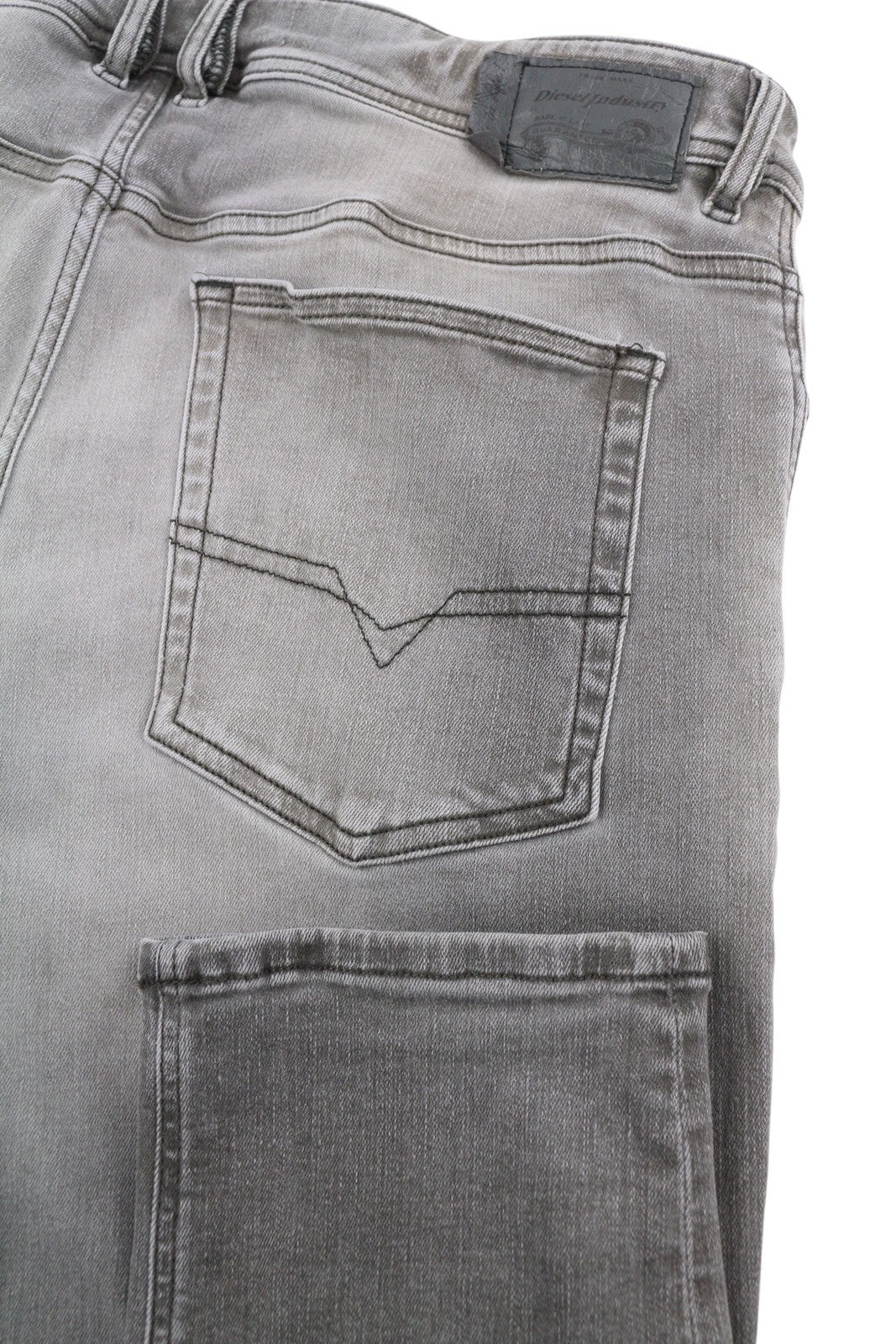DIESEL Troxer R7Q60 Men Jeans W38/L32 Grey Whiskers Faded Slim Skinny Stretch