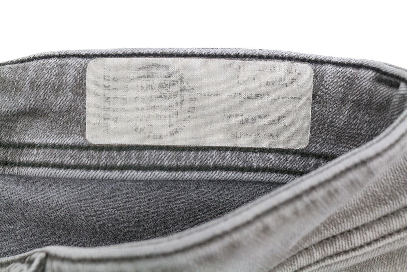 DIESEL Troxer R7Q60 Men Jeans W38/L32 Grey Whiskers Faded Slim Skinny Stretch