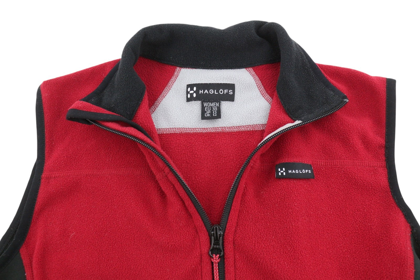HAGLOFS Women Waistcoat EU38 M Red Polartec Fleece High Full Zip Lightweight