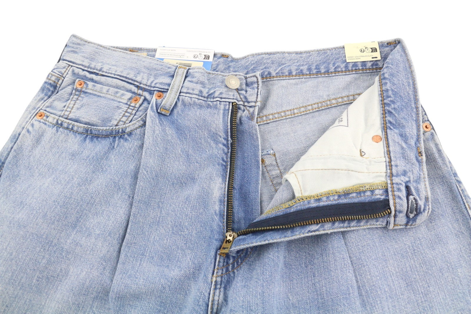 LEVI'S 568 Men Jeans W32 Blue Whiskers Faded Pleated Ankle Loose Linen Blend