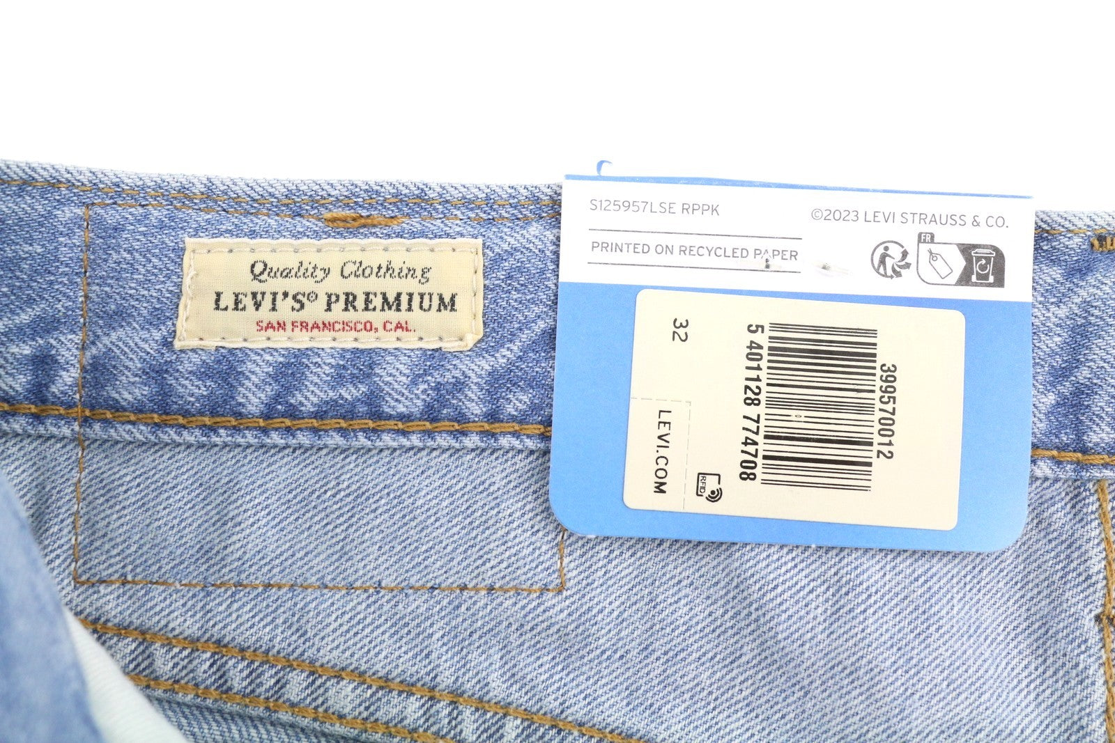 LEVI'S 568 Men Jeans W32 Blue Whiskers Faded Pleated Ankle Loose Linen Blend