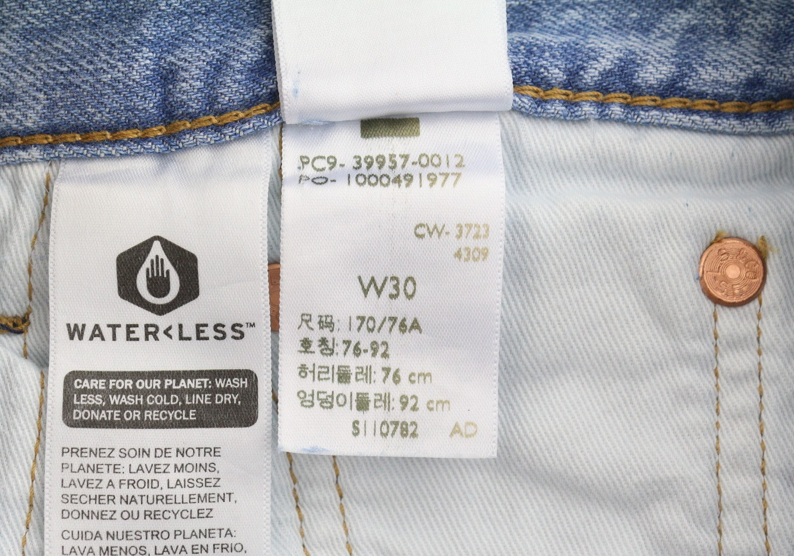 LEVI'S 568 Men Jeans W30 Blue Whiskers Faded Pleated Cropped Loose Linen Blend