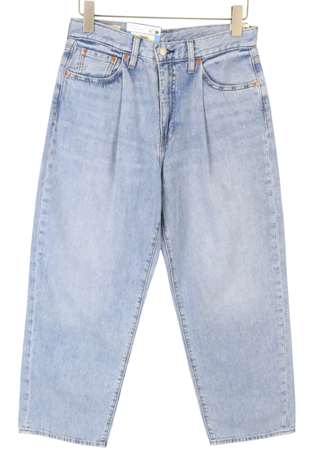 LEVI'S 568 Men Jeans W30 Blue Whiskers Faded Pleated Cropped Loose Linen Blend