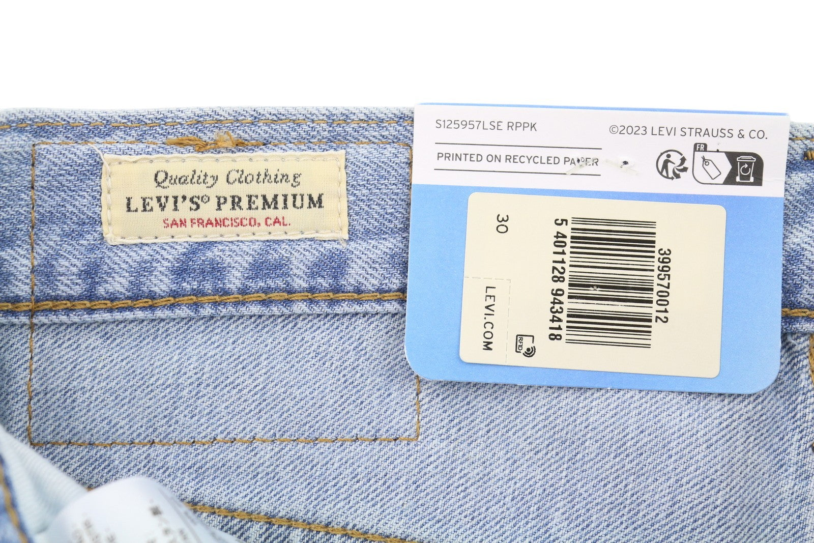 LEVI'S 568 Men Jeans W30 Blue Whiskers Faded Pleated Cropped Loose Linen Blend