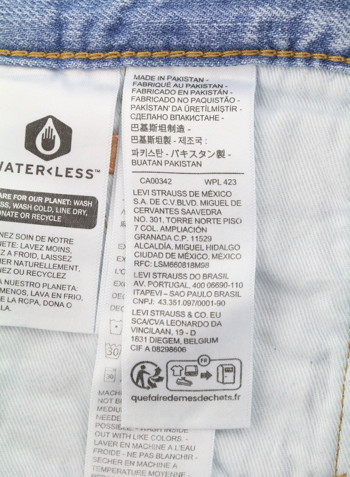 LEVI'S 568 Men Jeans W30 Blue Whiskers Faded Pleated Cropped Loose Linen Blend