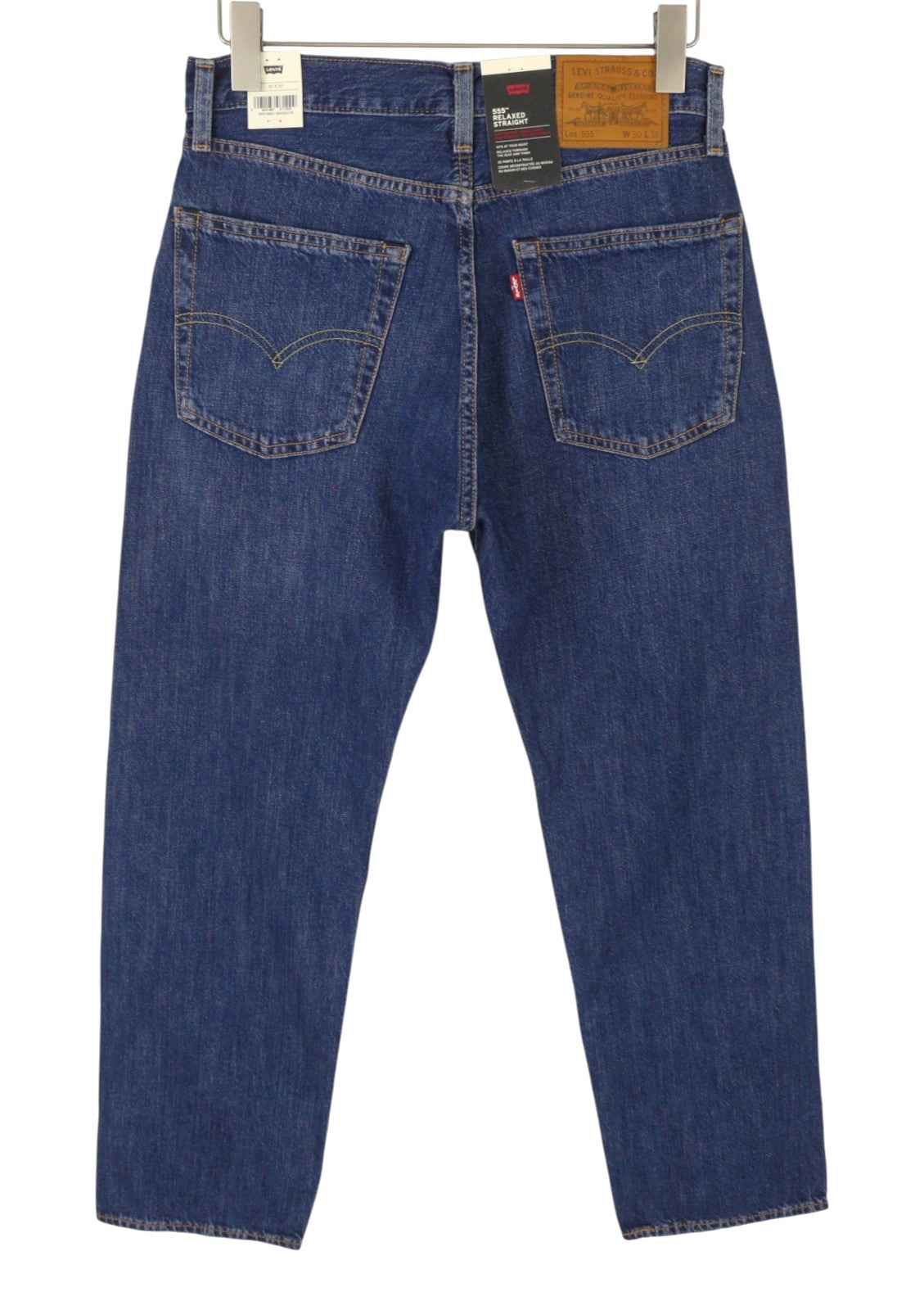 LEVI'S 555 Relaxed Straight Men Jeans W30/L30 Blue Faded Linen Blend Big E