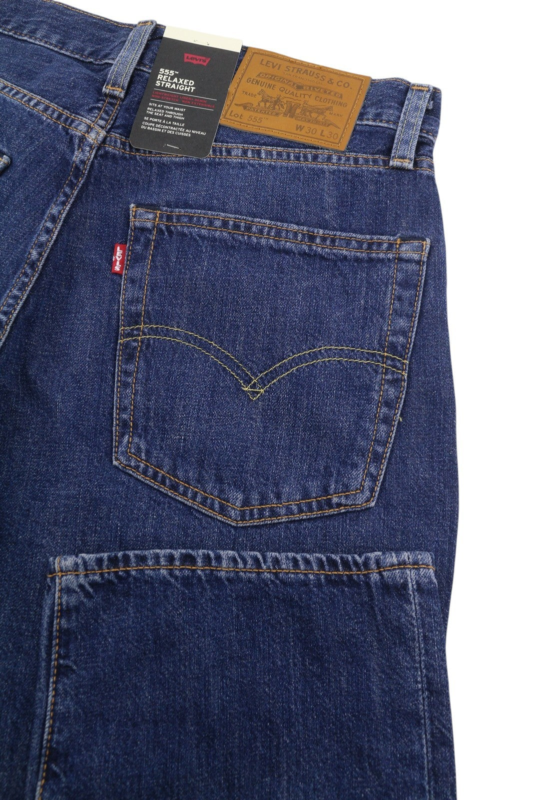 LEVI'S 555 Relaxed Straight Men Jeans W30/L30 Blue Faded Linen Blend Big E