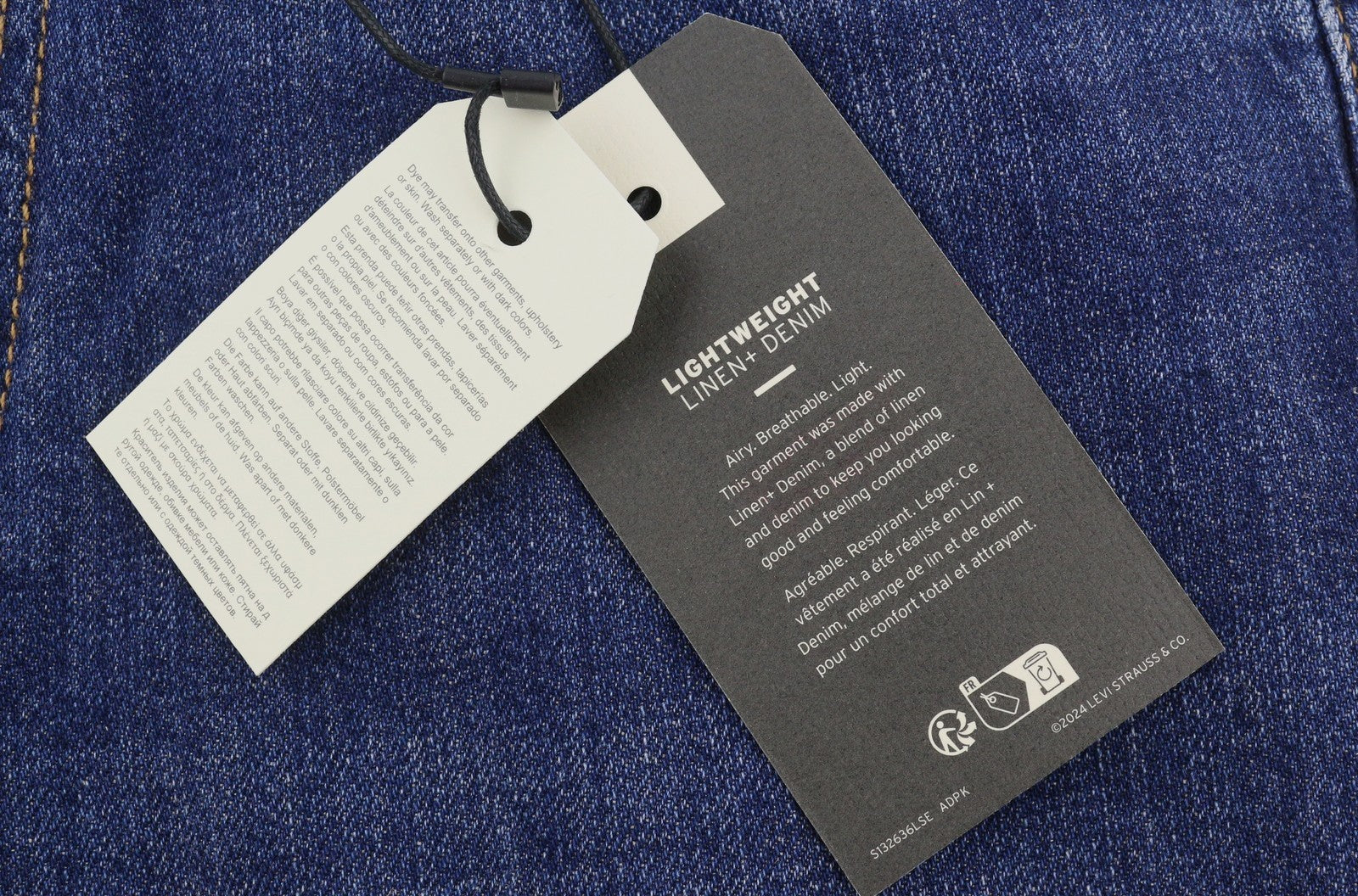 LEVI'S 555 Relaxed Straight Men Jeans W30/L30 Blue Faded Linen Blend Big E