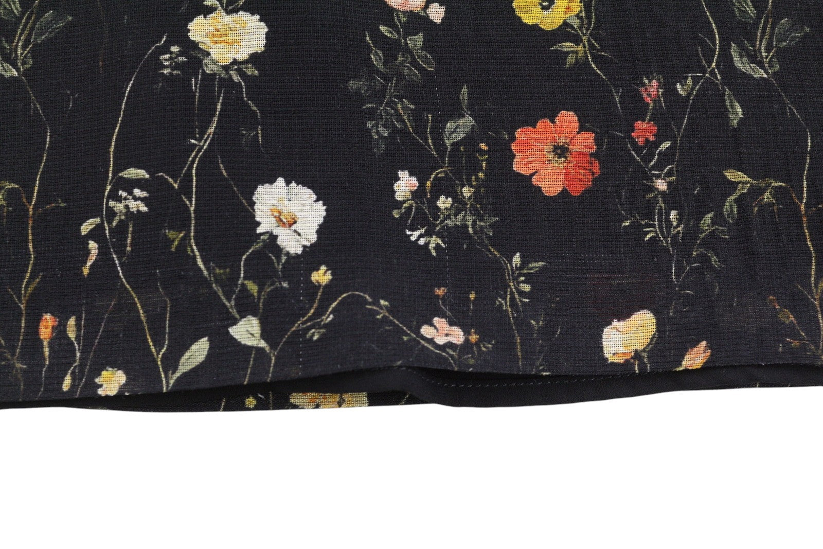 R13 Raglan Sleeve Babydoll Women Dress L Floral On Black Wool Silk Blend RRP1299