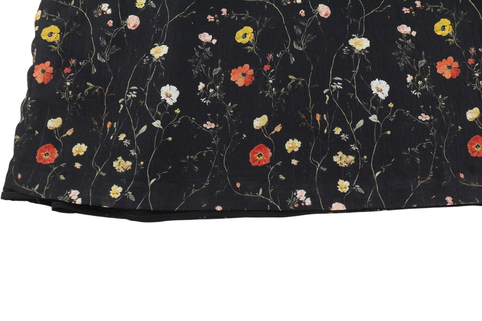 R13 Raglan Sleeve Babydoll Women Dress S Floral On Black Wool Silk Blend RRP1299