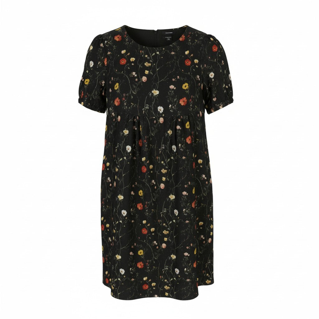 R13 Raglan Sleeve Babydoll Women Dress S Floral On Black Wool Silk Blend RRP1299