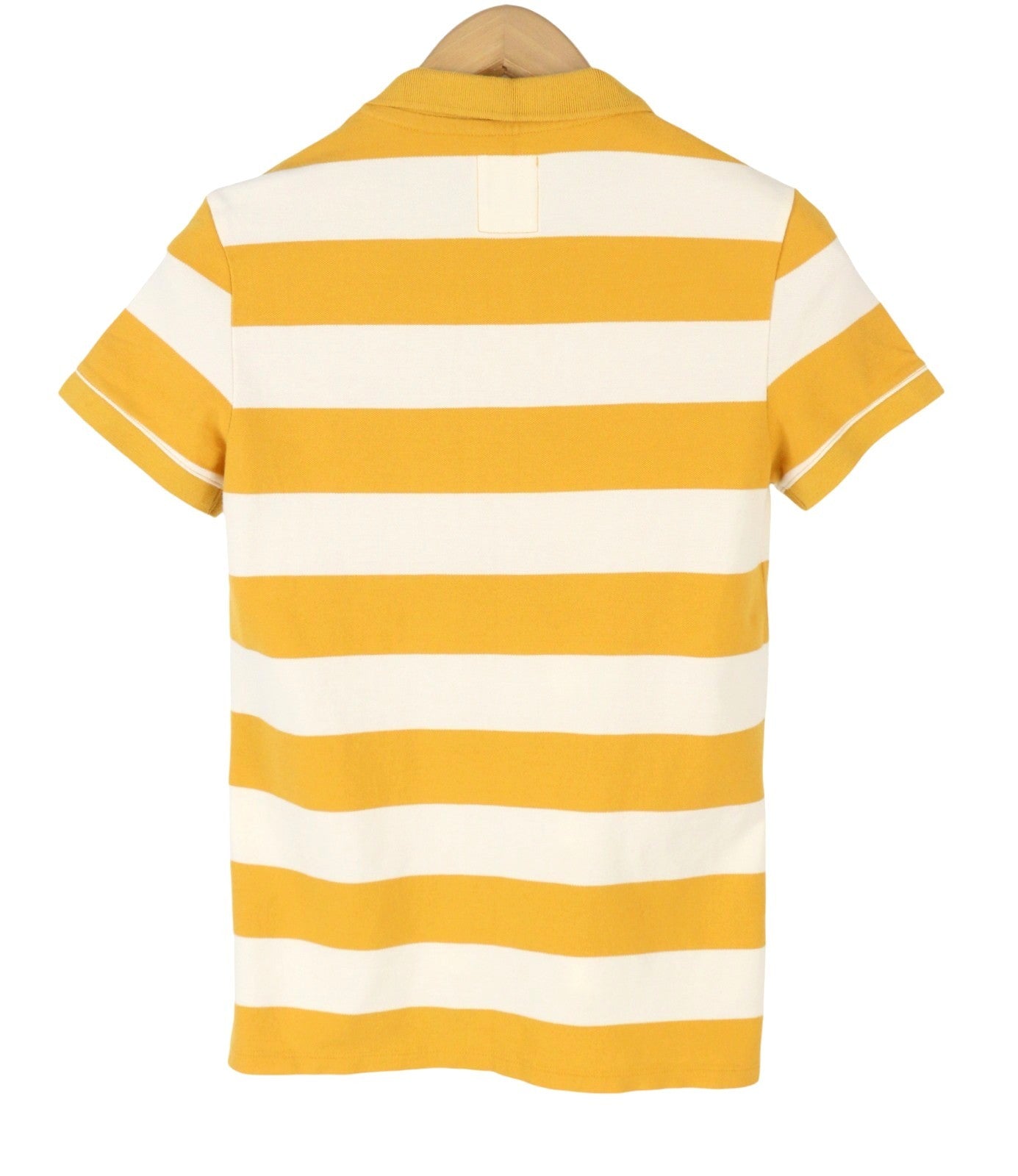 AMERICAN EAGLE OUTFITTERS Women T-Shirt S Mustard Striped Polo Short Sleeve