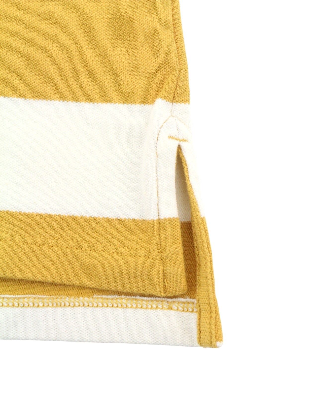 AMERICAN EAGLE OUTFITTERS Women T-Shirt S Mustard Striped Polo Short Sleeve
