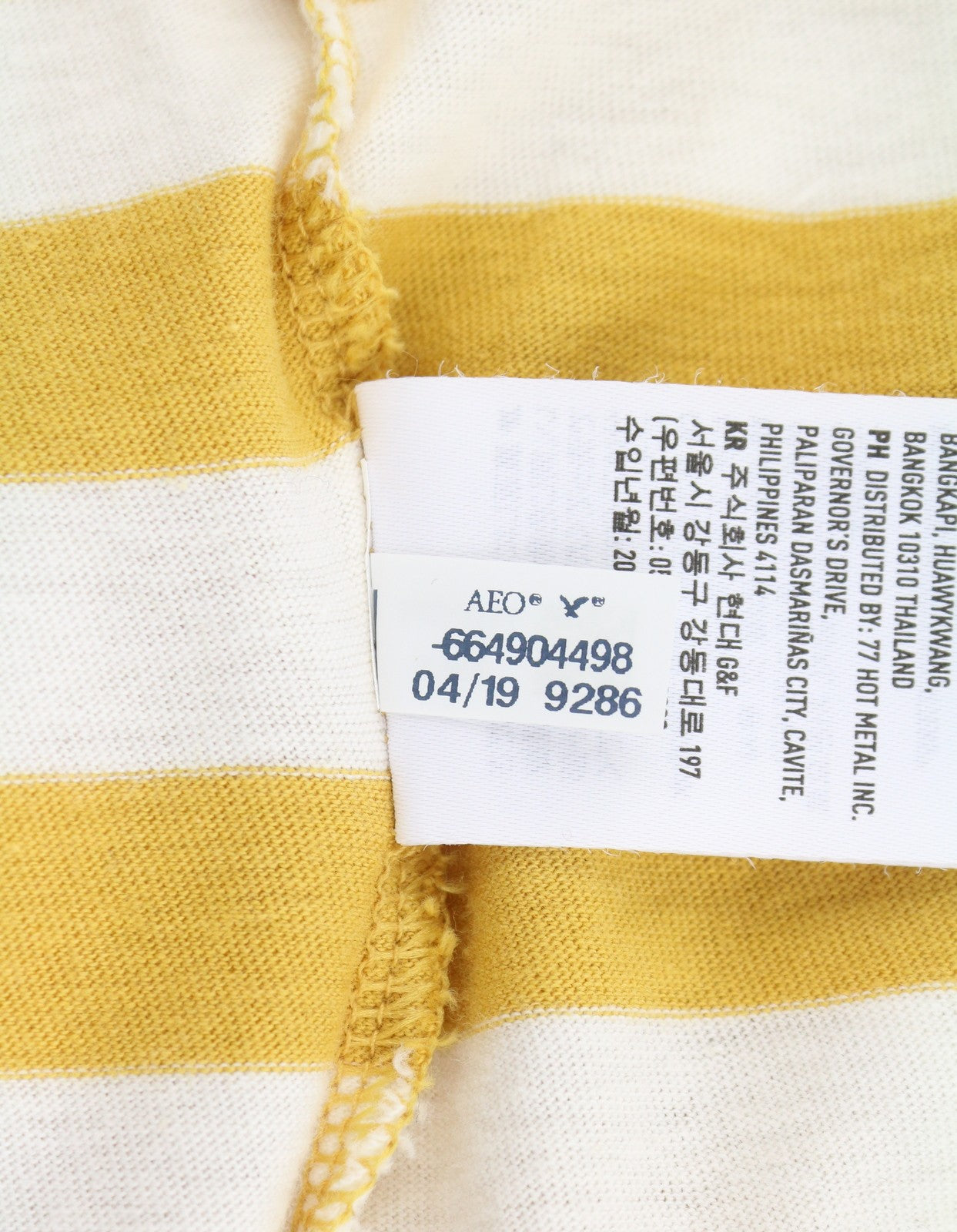 AMERICAN EAGLE OUTFITTERS Women T-Shirt S Mustard Striped Cotton Short Sleeve